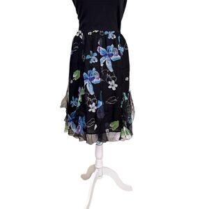 NWT Vintage Y2K Floral Skirt with Sheer Ruffle Bits Size Medium Whimsigoth